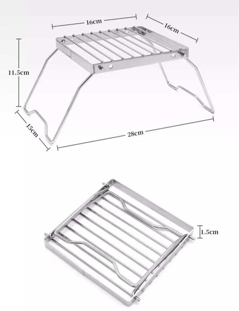 Outdoor Stainless Steel Camping Stove Holder Portable Folding Mini Barbecue Rack Pot Holder Baking Stand Tray Camping Cookware