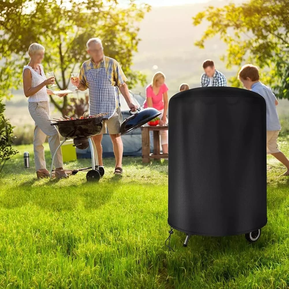 Raweao Kettle BBQ Cover Weber Waterproof Barbecue Cover Round BBQ Outdoor Rain Protective Barbecue Oxford Cover Tools 57Cm
