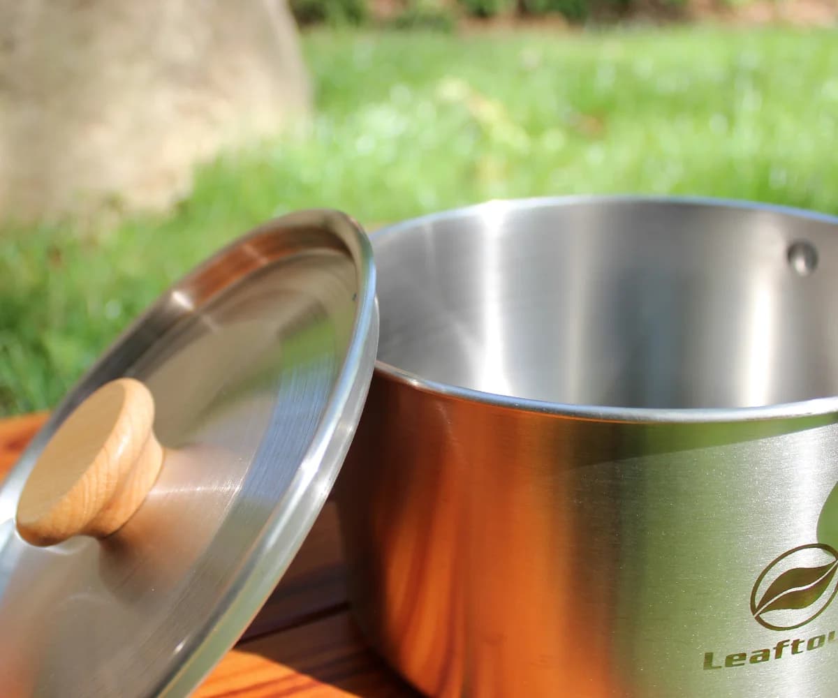 Leaftour Stainless Steel Camping Cookware Set Kettle Pot Pan - Outdoor Cooking Essentials for 2-3 Person