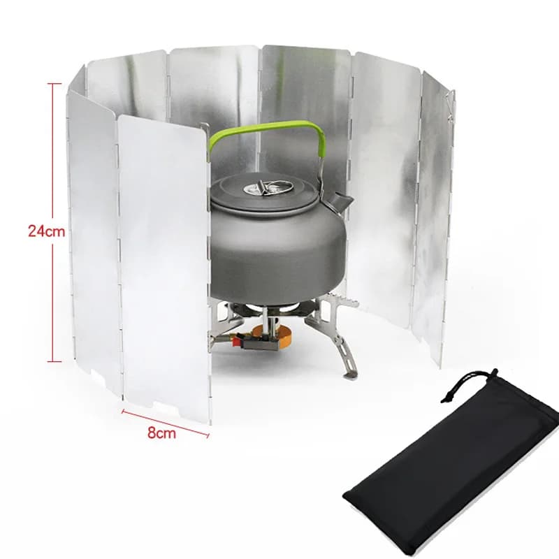 8/9/10 Plates Gas Stove Wind Shield Outdoor Camping Picnic Cooking Burner Windproof Screen Aluminum Alloy Wind Screen