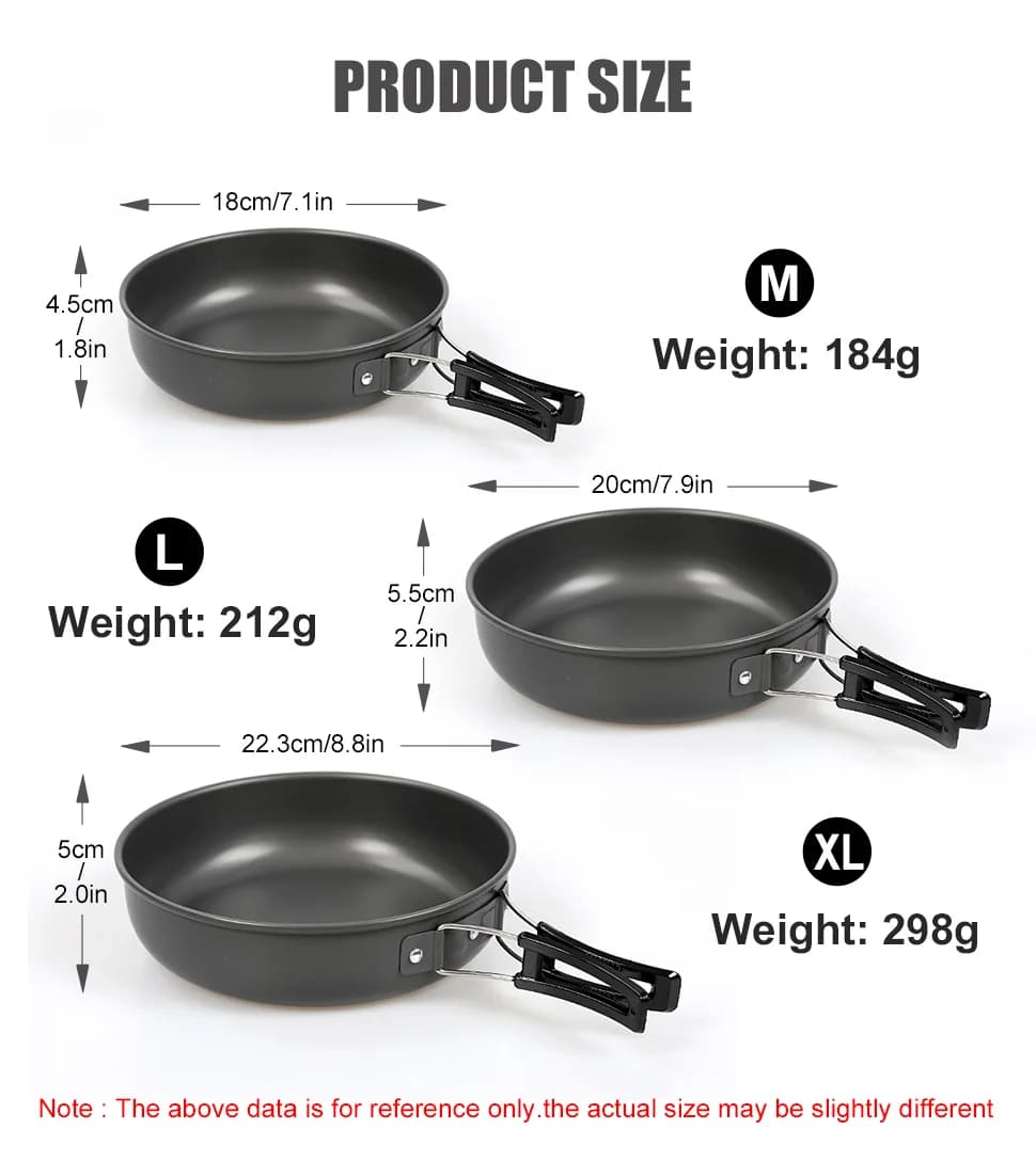 WESTTUNE Camping Frying Pan Aluminum Camping Picnic Plate Dish Portable Outdoor Cookware with Foldable Handle Hiking Cookware