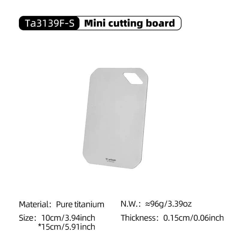Tiartisan Pure Titaniuim Mini Cutting Board Outdoor Camping Portable Double Sided Food Grade Fruit Meat Chopping Board