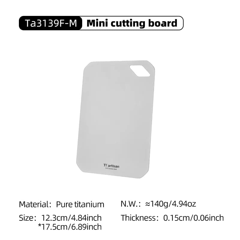 Tiartisan Pure Titaniuim Mini Cutting Board Outdoor Camping Portable Double Sided Food Grade Fruit Meat Chopping Board