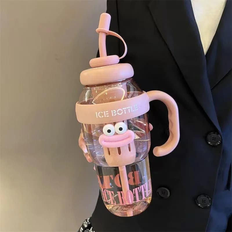 1100ML Sports Water Bottle Cute Aesthetic Large Capacity Water Cup for Women Summer Home Outdoor Portable Straw Cup