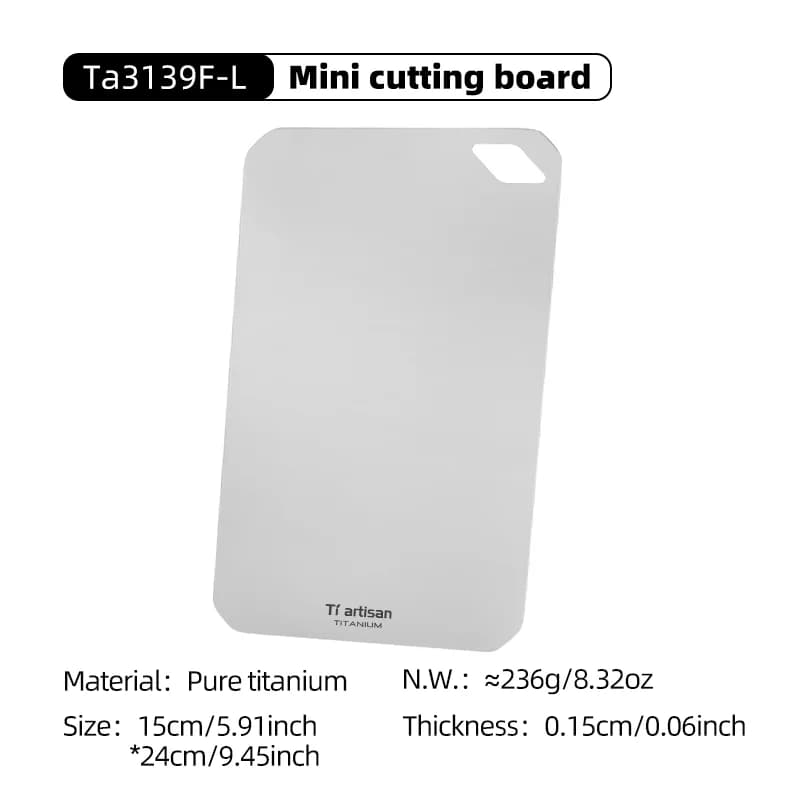 Tiartisan Pure Titaniuim Mini Cutting Board Outdoor Camping Portable Double Sided Food Grade Fruit Meat Chopping Board