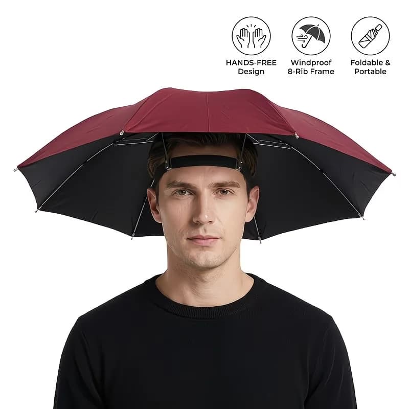 Hands-Free Sun Rain Head Umbrella,Foldable Sunshade Hat,Waterproof Lightweight for Fishing Gardening Hiking Outdoor Use