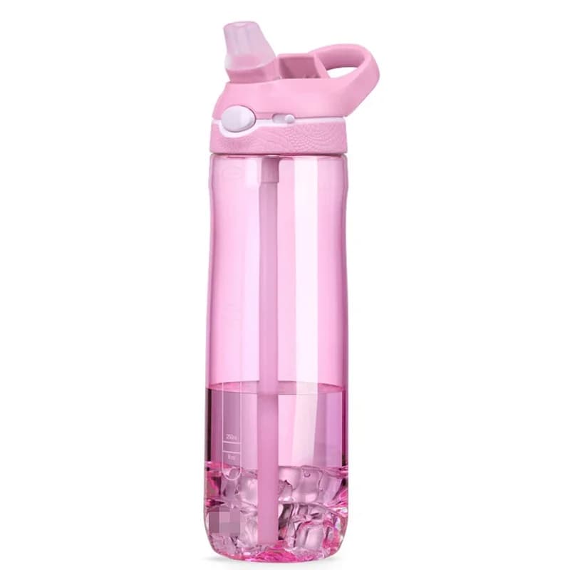 750ml Portable Sports Water Bottle With Straw For Camping Hiking Outdoor Plastic Transparent BPA Free Bottle For Men Drinkware