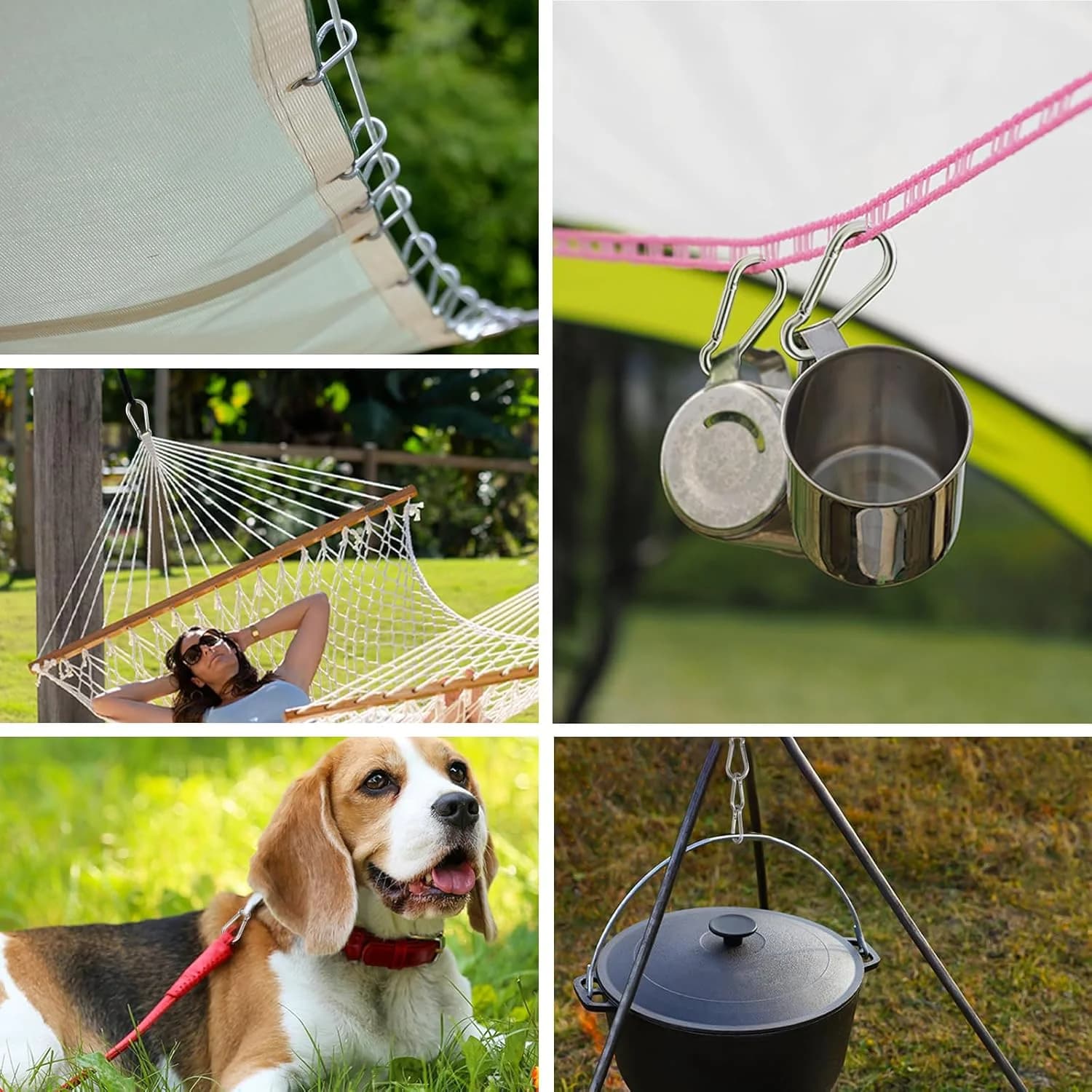 10Pcs 304 Stainless Steel Carabiner Clip M4 M5 M6 M7 M8 Heavy Duty Spring Snap Quick Link Lock Ring Hook for Camping Hiking
