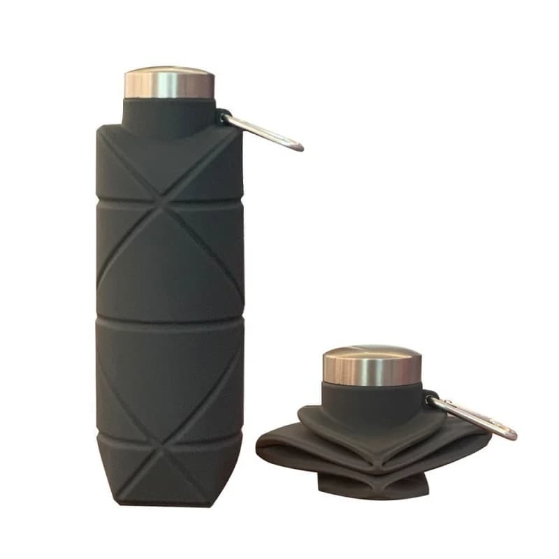 LUSQI 700ml Foldable Silicone Water Bottle Portable Outdoor Sports Collapsible Water Cup With Steel Lid Leak-Proof Lightweight