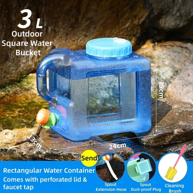 12L PE Material Portable Large Capacity Water Tank and Faucet for Leakproof Outdoor Camping and Travel Drinking Water Storage
