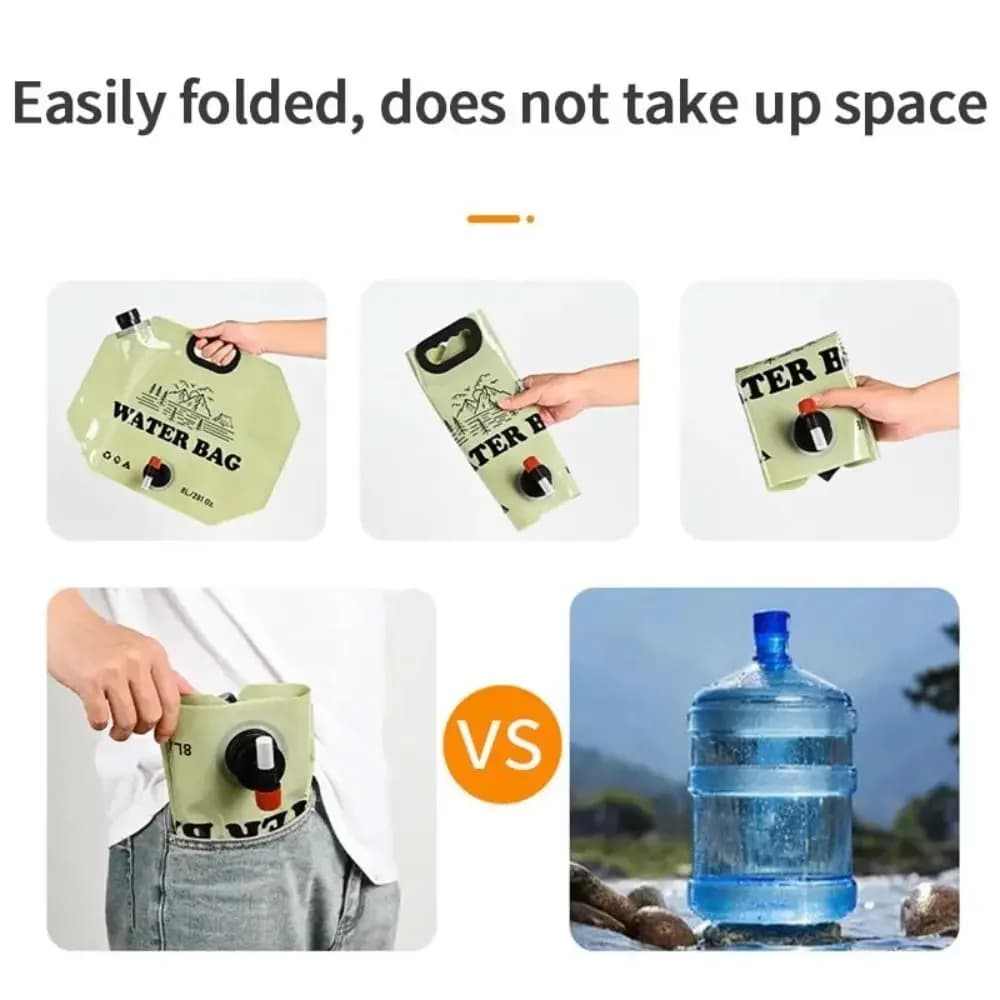 Outdoor Large Capacity Water Bag 8L Foldable Water Storage Bag Portable Hiking Water Container Bucket Pouch Camping Supplies