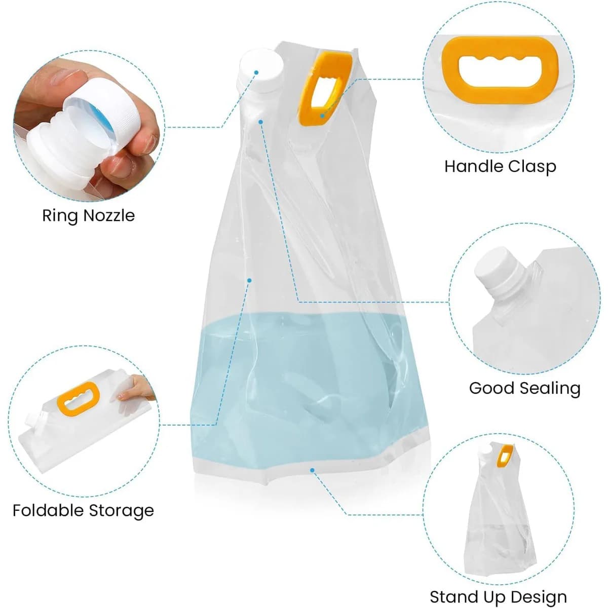 5L Portable Water Bag Folding Bucket Storage Water Container Jug Bottle Pouch Outdoor Sports Travel Camping Supplies with Handle