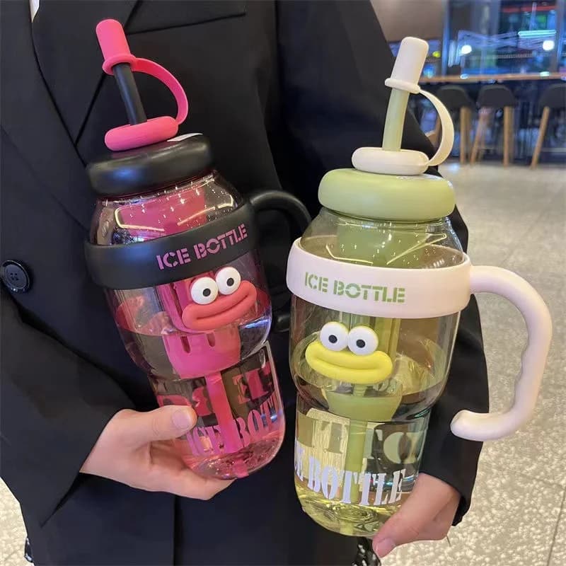 1100ML Sports Water Bottle Cute Aesthetic Large Capacity Water Cup for Women Summer Home Outdoor Portable Straw Cup