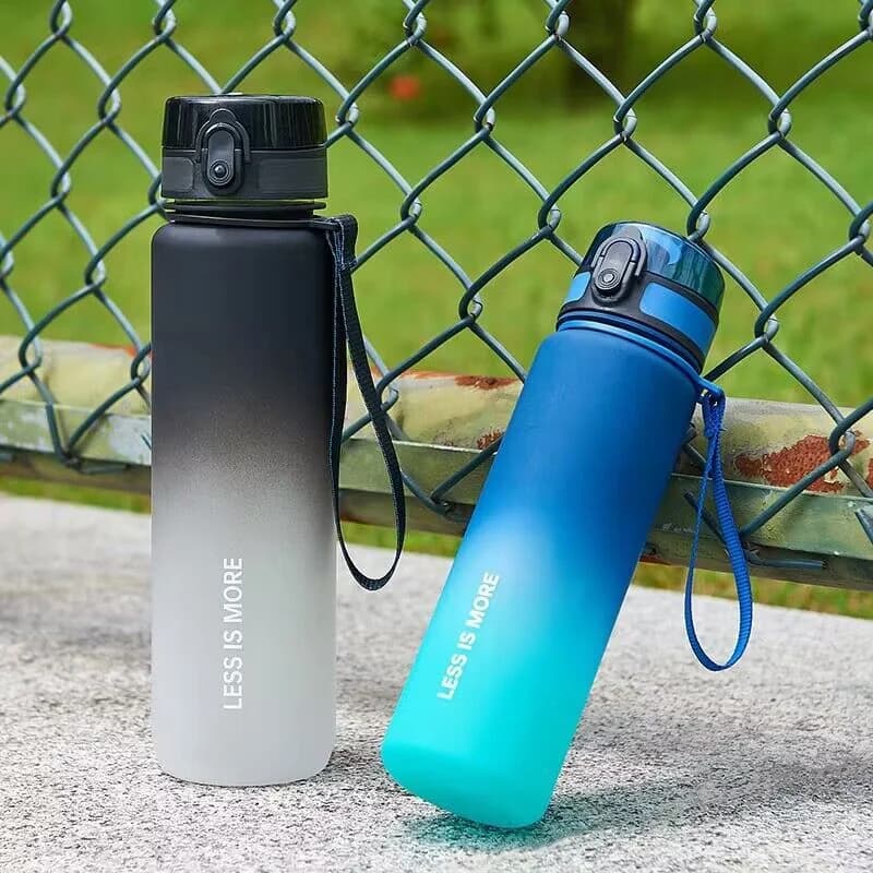 1 Liter Large Capacity Sports Water Bottle Gradient Color Plastic Cup Drink items Outdoor Beach Travel Portable Gym Fitness Jugs