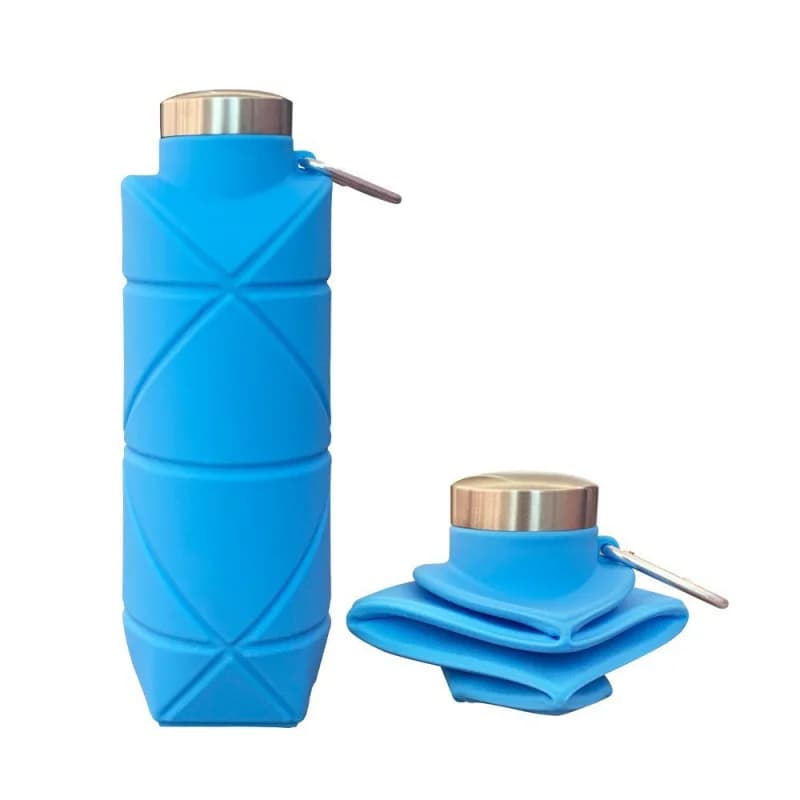 LUSQI 700ml Foldable Silicone Water Bottle Portable Outdoor Sports Collapsible Water Cup With Steel Lid Leak-Proof Lightweight