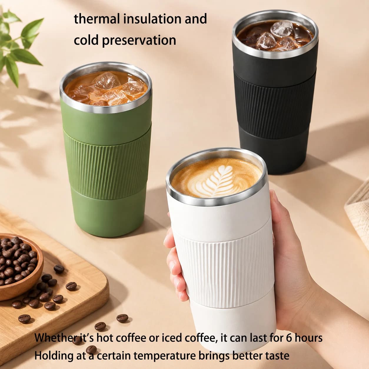380/510ML Stainless Steel Car Thermal Cup Coffee Cup for Outdoor Sports Cold and Heat Thermal Mug Tumbler Insulated Flask Water