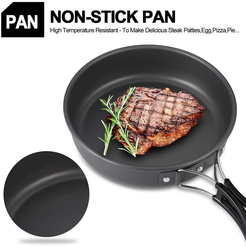 Outdoor Camping Cookware Set Aluminum Non Stick Pot Portable Outdoor Tableware Cookware Cooking Pot Bowl Hiking BBQ Picnic