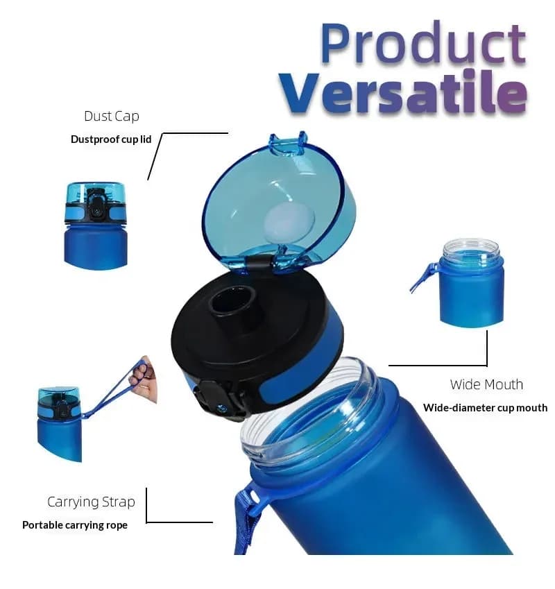 1 Liter Large Capacity Sports Water Bottle Gradient Color Plastic Cup Drink items Outdoor Beach Travel Portable Gym Fitness Jugs