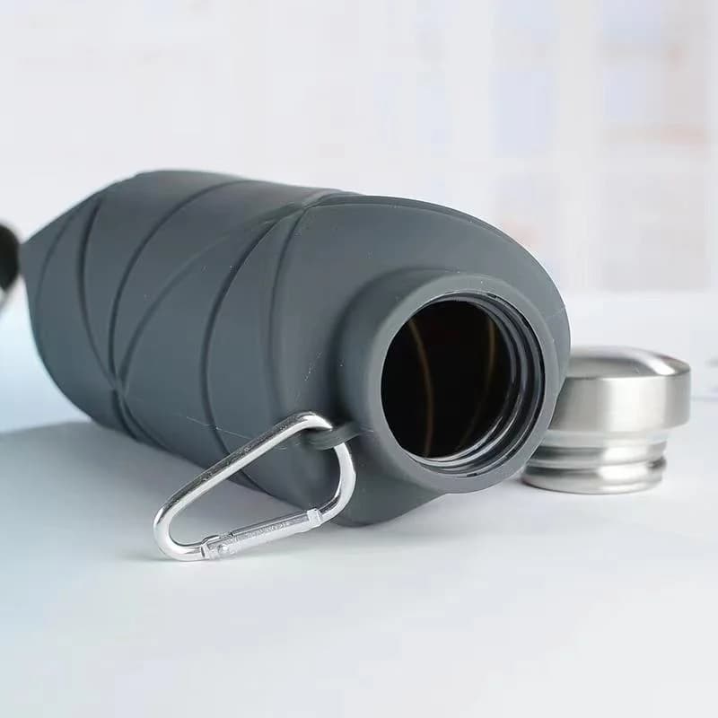 LUSQI 700ml Foldable Silicone Water Bottle Portable Outdoor Sports Collapsible Water Cup With Steel Lid Leak-Proof Lightweight