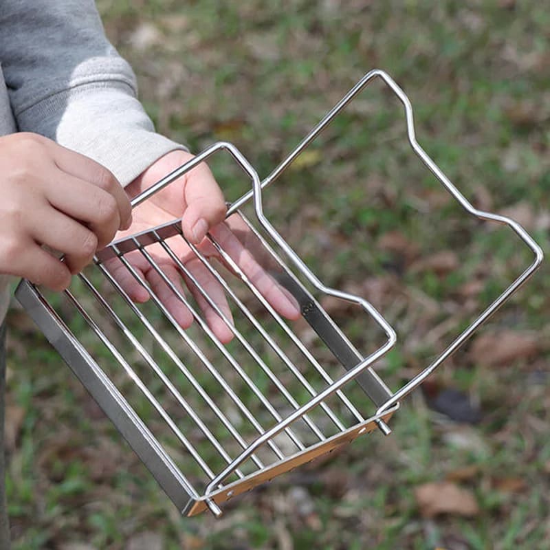Outdoor Stainless Steel Camping Stove Holder Portable Folding Mini Barbecue Rack Pot Holder Baking Stand Tray Camping Cookware