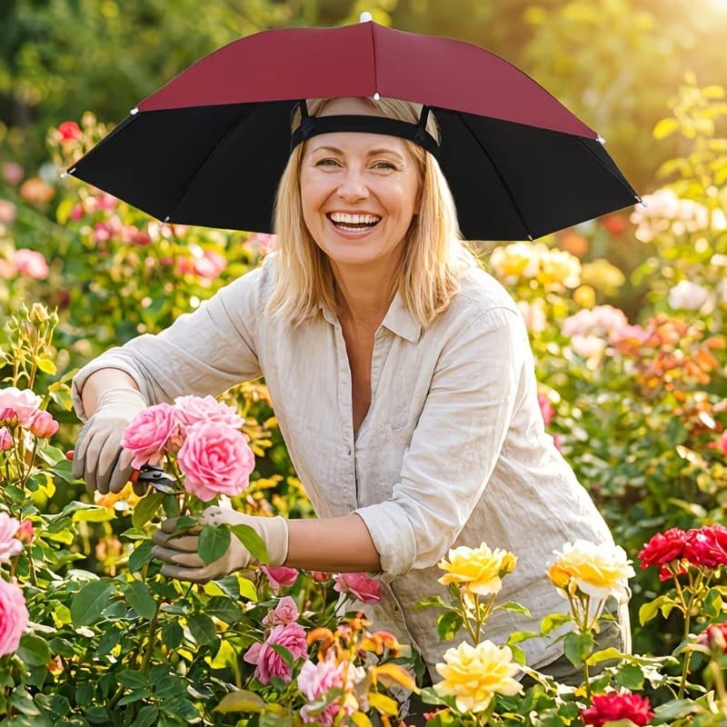 Hands-Free Sun Rain Head Umbrella,Foldable Sunshade Hat,Waterproof Lightweight for Fishing Gardening Hiking Outdoor Use