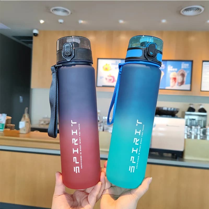 1 Liter Large Capacity Sports Water Bottle Gradient Color Plastic Cup Drink items Outdoor Beach Travel Portable Gym Fitness Jugs