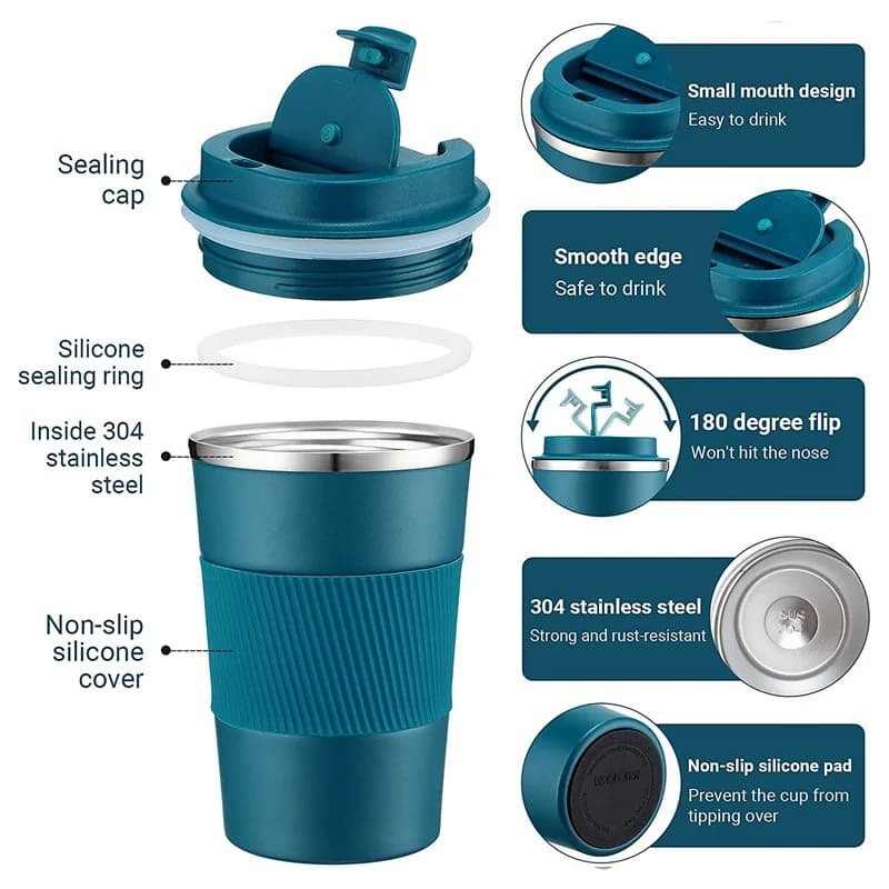 380/510ML Stainless Steel Car Thermal Cup Coffee Cup for Outdoor Sports Cold and Heat Thermal Mug Tumbler Insulated Flask Water